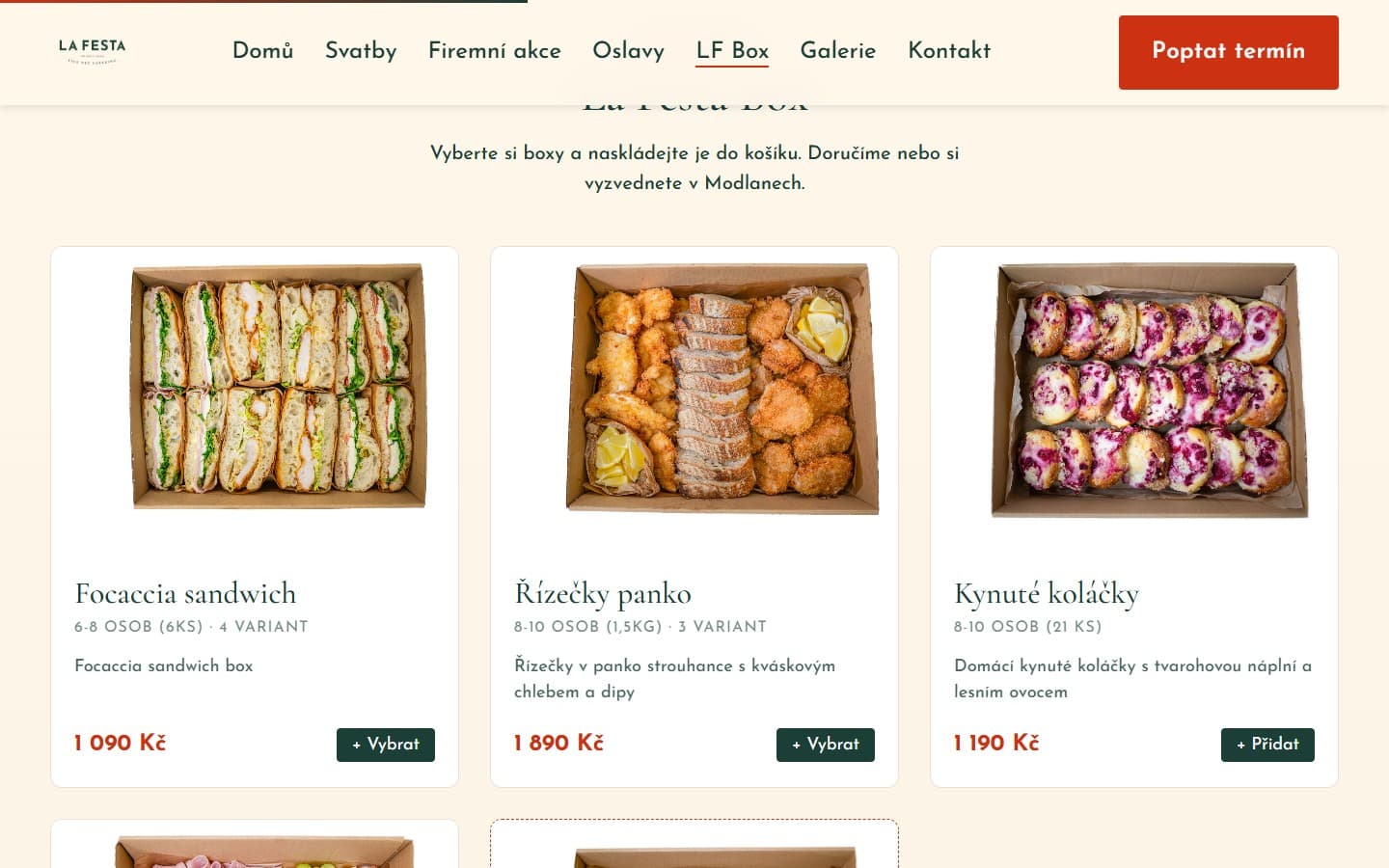 Online objednávka boxů La Festa Box
