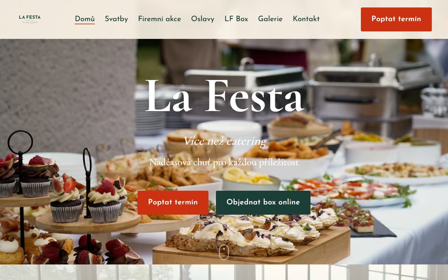 Úvodní stránka webu La Festa na desktopu